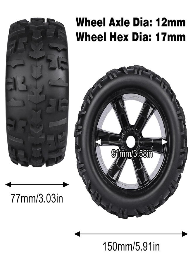 Aimrock 17mm Hex Wheels and Tires RC Truck Tire and Rims w/Foam Inserts for 1/8 Kraton 1/10 Maxx E-Revo, 4PCS - Image 2