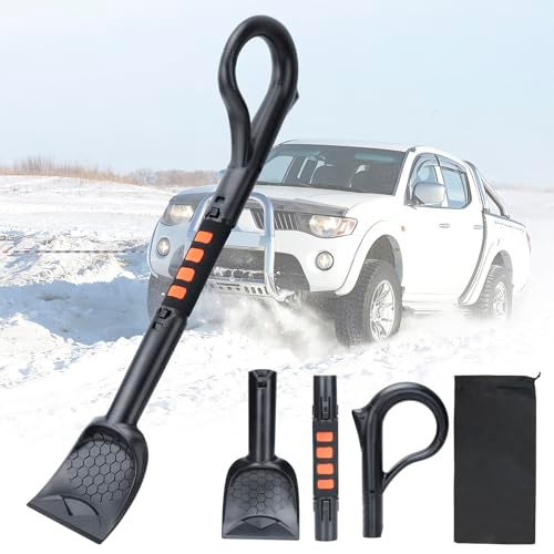 Nibule 258 Larger Ice Scrapers for Car Windshield Dang Near Indestructible Ice from Scrape Frost and Ice 3in1 Emergency Snow Shovel Detachable Remover with Foam Grip for Small Cars Trucks SUVs - Image 1