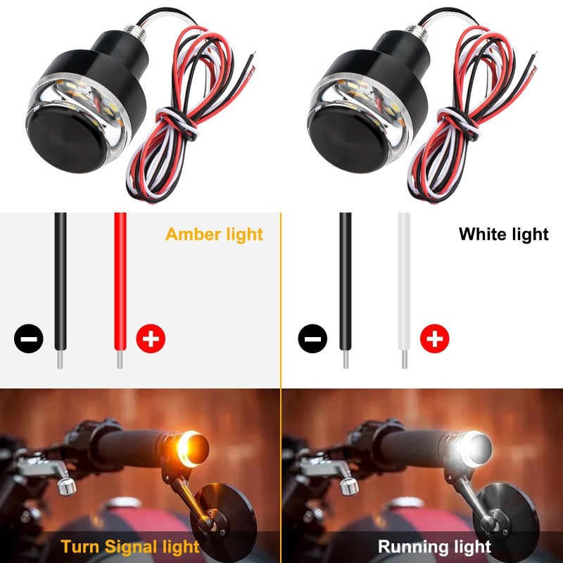 Linkstyle 2PCS Motorcycle Turn Signal Light, 12 LEDs Turn Signal Indicator Lamp, Amber White Front Handlebar End Light for 12V Scooter Sportster Cruiser Motorbike - Image 5