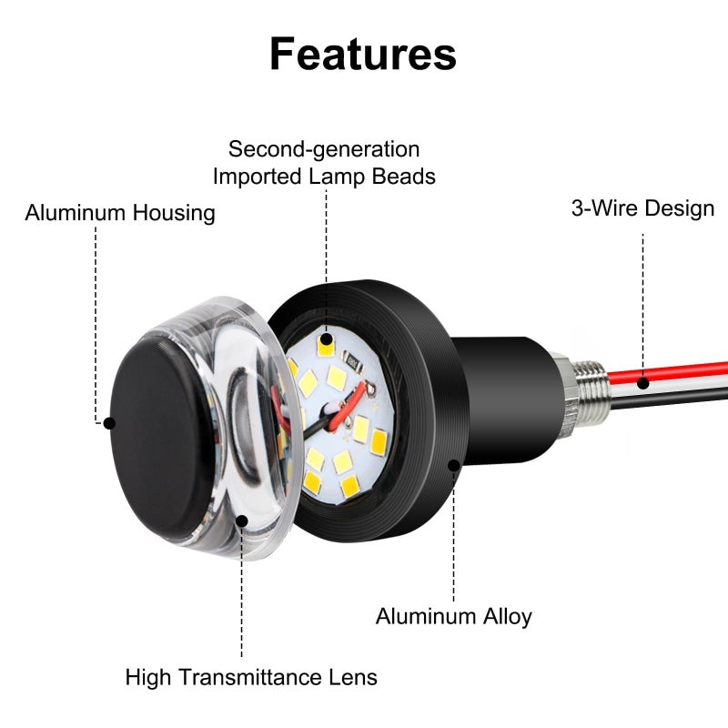 Linkstyle 2PCS Motorcycle Turn Signal Light, 12 LEDs Turn Signal Indicator Lamp, Amber White Front Handlebar End Light for 12V Scooter Sportster Cruiser Motorbike - Image 4