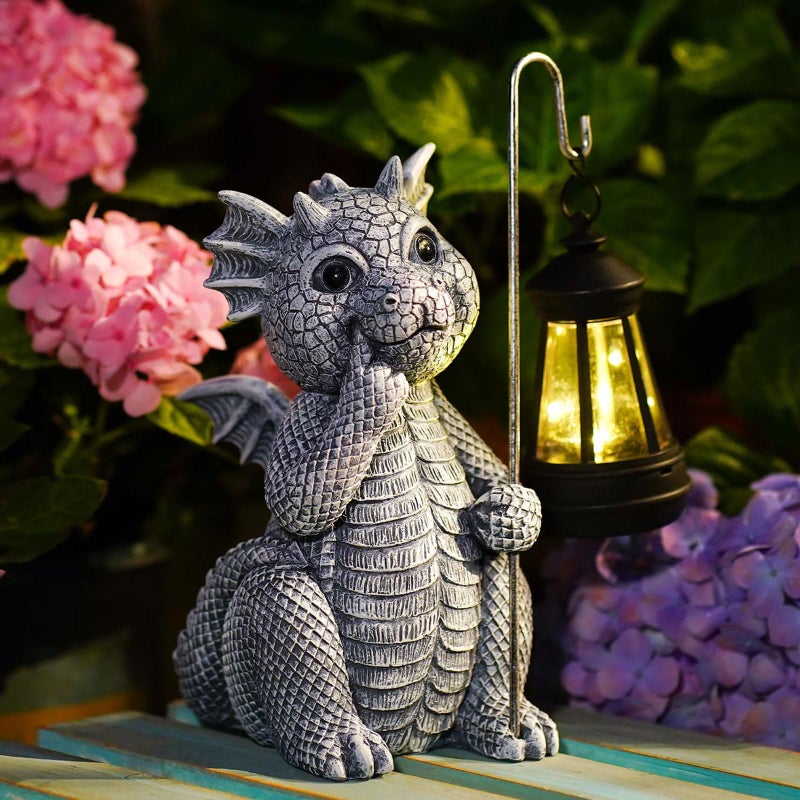 Qeeman Garden Decor Statues Mothers Day Birthday Gifts for Mom Grandma Women Sister Wife Lady Lover Front Patio Balcony Yard Art Lawn Ornaments Porch Outdoor Outside Decorations Dragon