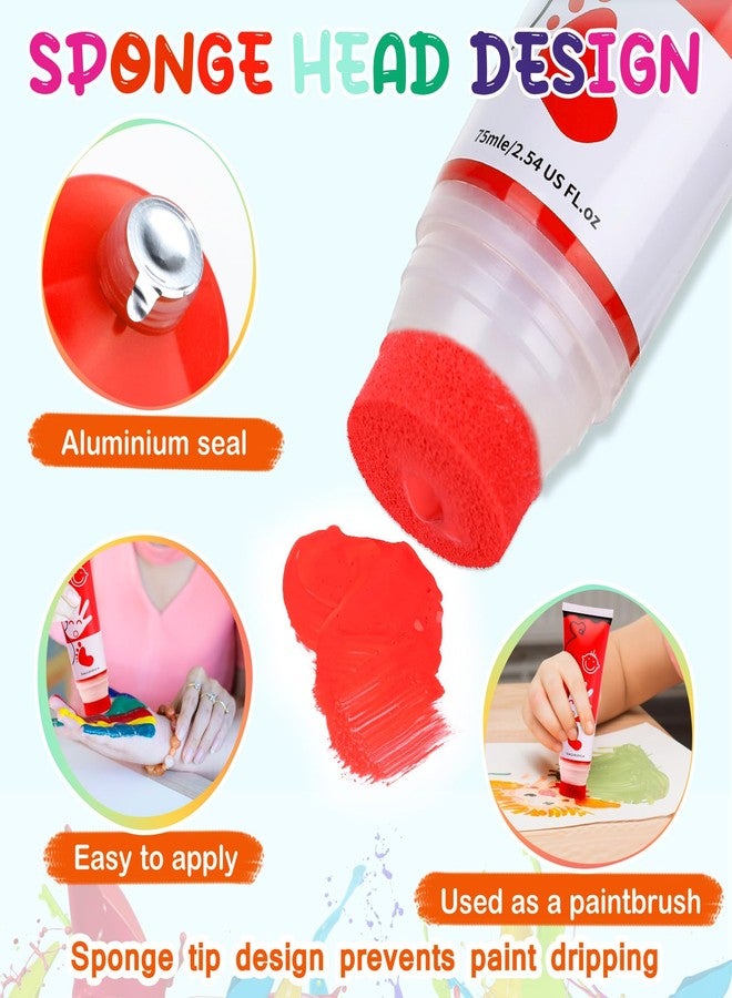 Sortnic Washable Finger Paint for Toddlers with Sponge Head, Safe Non-Toxic 8 Colors Large Capacity (2.54fl Oz), Baby Safe Paint Art Supplies Preschool Learning, Easter Gift for Kid Ages 1+ - Image 2