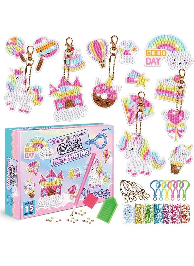 Beauenty Diamond Painting Kit For Kids with Keychains, Crafts for Girls Ages 6-12, Diamond Art for Kids, Diamond Dot Gem Art Kits for Kids, Kids Arts and Crafts for Kid Ages 6-12, Unicorn Painting Kit  - Image 1