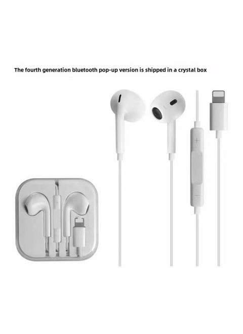Wired Headset Suitable For Apple 4 Generation Headset Huawei Xiaomi TYPE-C In-ear Oppo Wired Headset-Color:Four-generation Apple Plug Bluetooth Pop-up Version Crystal Box [copper Ring Speaker]]