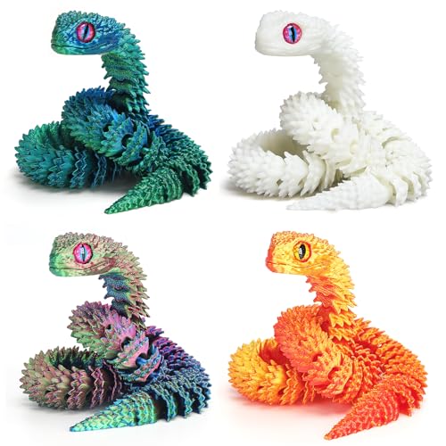 uyrzwek 4 Pcs 12in 3D Printed Snake Toys3D Printed Animals for Easter Eggs FilledEaster Basket Stuffers EssentialsHome Decor Christmas Fidget Toys Gifts Easter Decorations for Kids - Image 1