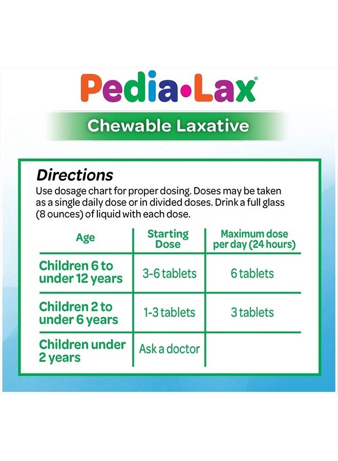 Pedia-Lax Laxative Chewable Tablets for Kids, Ages 2-11, Watermelon Flavor, 30 Count, Pack of 3 - Image 2