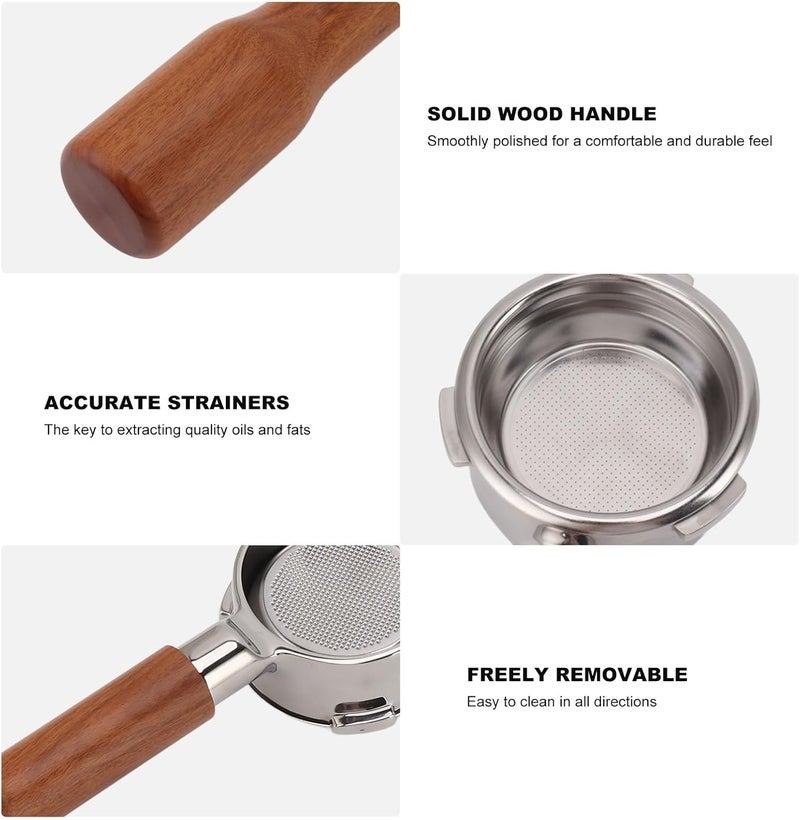 Ejoyous 58mm Bottomless Portafilter, Stainless Steel Portafilter 3 Ears Coffee Portafilter for Coffee Machine (Style 1) - Image 3