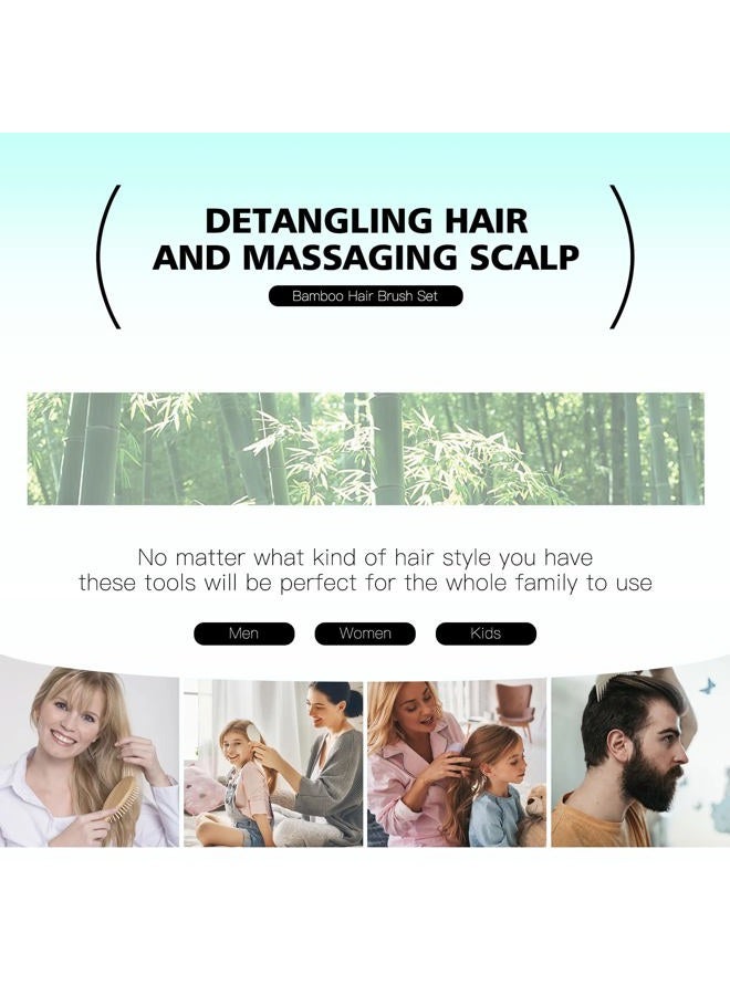 Combetter Bamboo Hairbrush and Comb Set - Eco-Friendly Natural Paddle Detangler Brush with Scalp Massage, Reducing Frizz&Promoting Healthy Hair Growth - Image 4