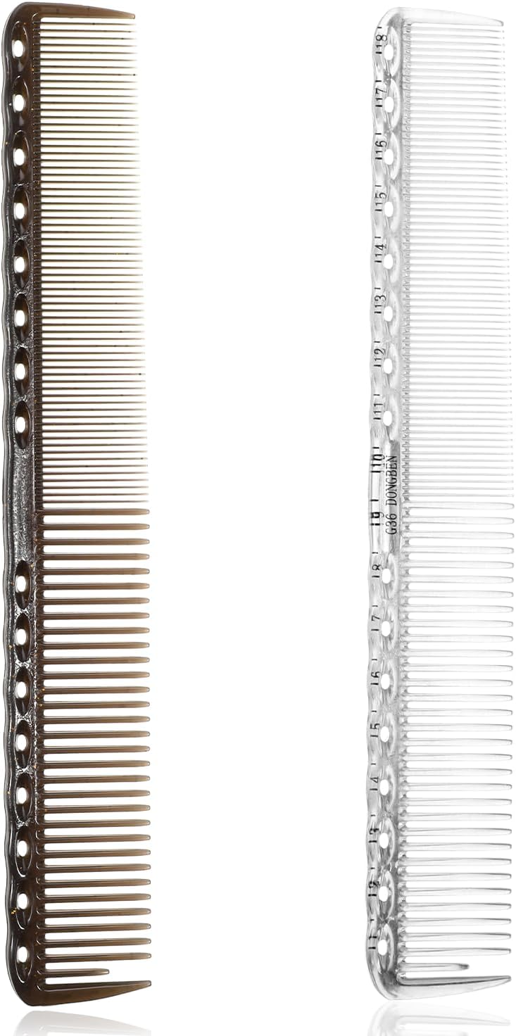 2 PCS Carbon Cutting Combs Carbon Fiber Cutting Comb Anti Static Professional Heat Resistant Coarse Fine 2 Teeth Barber Comb Salon Hairdressing Combs Hair Care Tools for Man and Woman