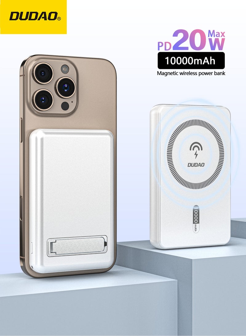 DUDAO 10000 mAh Magnetic Wireless Power Bank, Portable Charger, with Wireless 15W, PD 20W and QC3.0 22.5W Fast Charging, with Foldable Stand  - Image 1