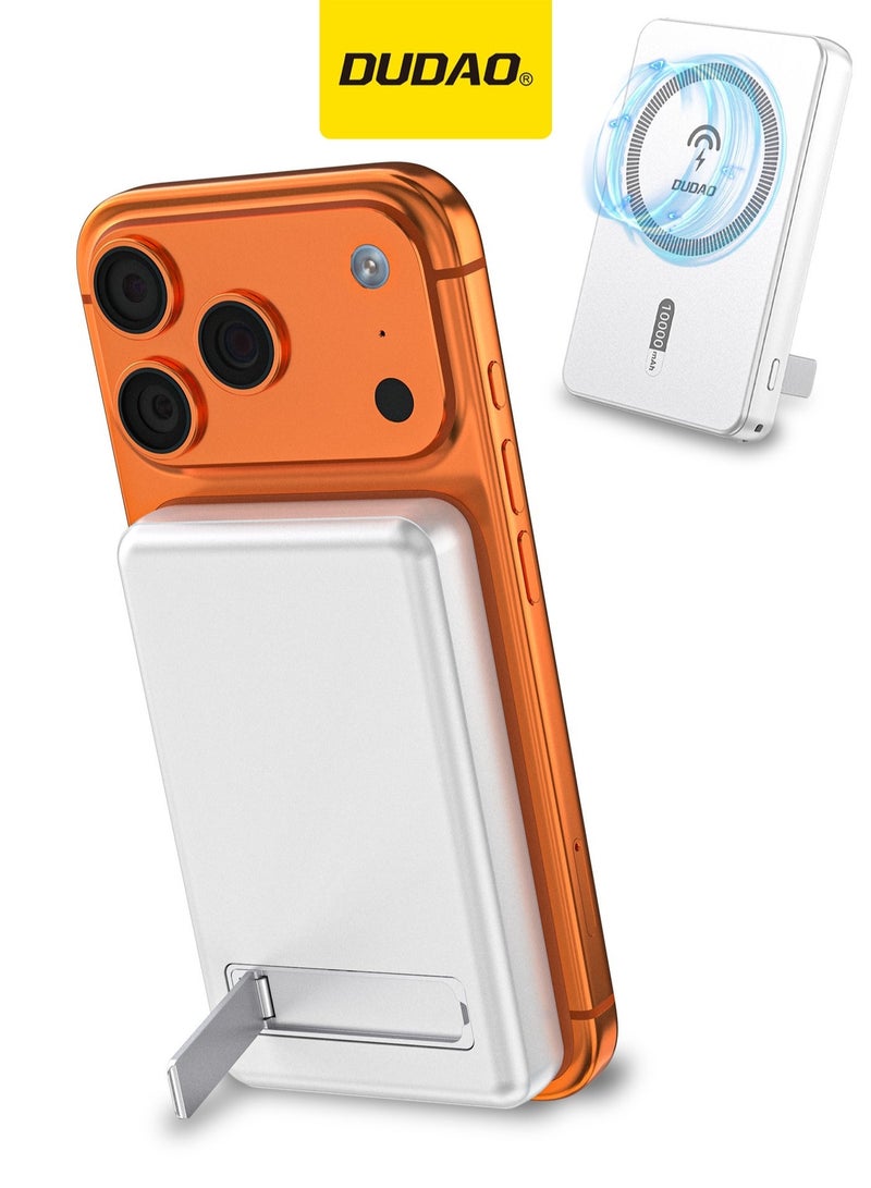 DUDAO 10000 mAh Magnetic Wireless Power Bank, Portable Charger, with Wireless 15W, PD 20W and QC3.0 22.5W Fast Charging, with Foldable Stand - Image 1