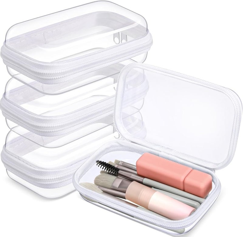 TERRIFI Clear Hard Shell Zipper Case, Transparent Hard Plastic Pouch, Crush Proof Travel Organizer Bag for Cosmetics Toiletries Office Supplies Documents, Durable Portable Storage White 3 Pack - Image 1
