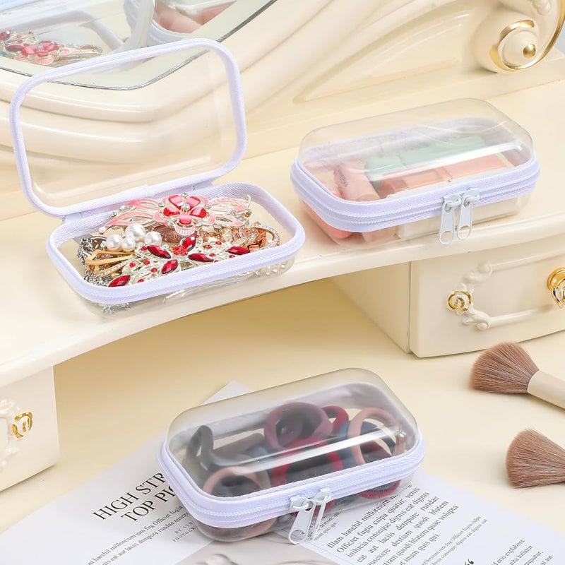 TERRIFI Clear Hard Shell Zipper Case, Transparent Hard Plastic Pouch, Crush Proof Travel Organizer Bag for Cosmetics Toiletries Office Supplies Documents, Durable Portable Storage White 3 Pack - Image 3