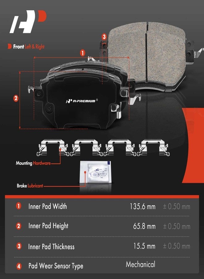 أ-بريميوم طقم وسادات فرامل قرصية سيراميكية أمامية وخلفية من A-Premium، متوافق مع موديلات مختارة من نيسان وإنفينيتي - ألتيما 2005-2006، ماكسيما 2004-2008، مورانو 2003-2007 و2009-2012، FX35/FX45 2003-2005 - Image 5