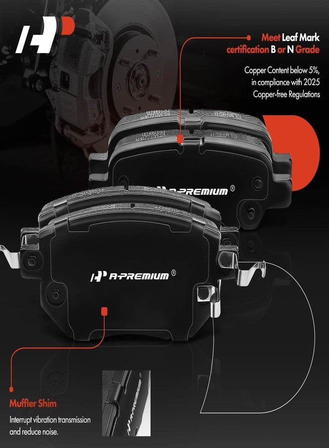 أ-بريميوم طقم وسادات فرامل قرصية سيراميكية أمامية وخلفية من A-Premium، متوافق مع موديلات مختارة من نيسان وإنفينيتي - ألتيما 2005-2006، ماكسيما 2004-2008، مورانو 2003-2007 و2009-2012، FX35/FX45 2003-2005 - Image 2