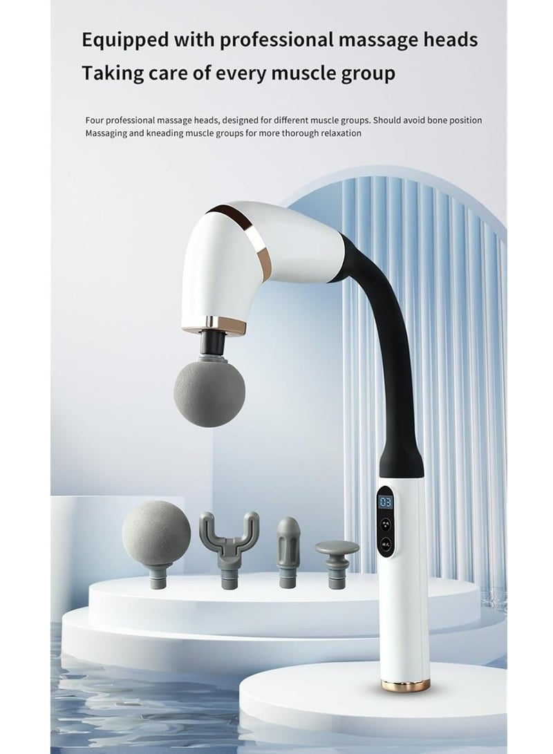 مسدس تدليك بمقبض ممتد، جهاز تدليك للظهر على شكل حرف U لتخفيف الألم، جهاز تدليك الأنسجة العميقة للجسم للرقبة والكتفين والساقين (أبيض) - Image 4