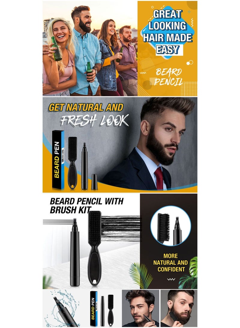 Generic - Beard Pencil Filler for Men - Beard and Mustache Definer with Dual Tip, Waterproof, Smudge-Proof, Natural Hairline, Long-Lasting Beard Enhancement Kit for Fuller - Image 1