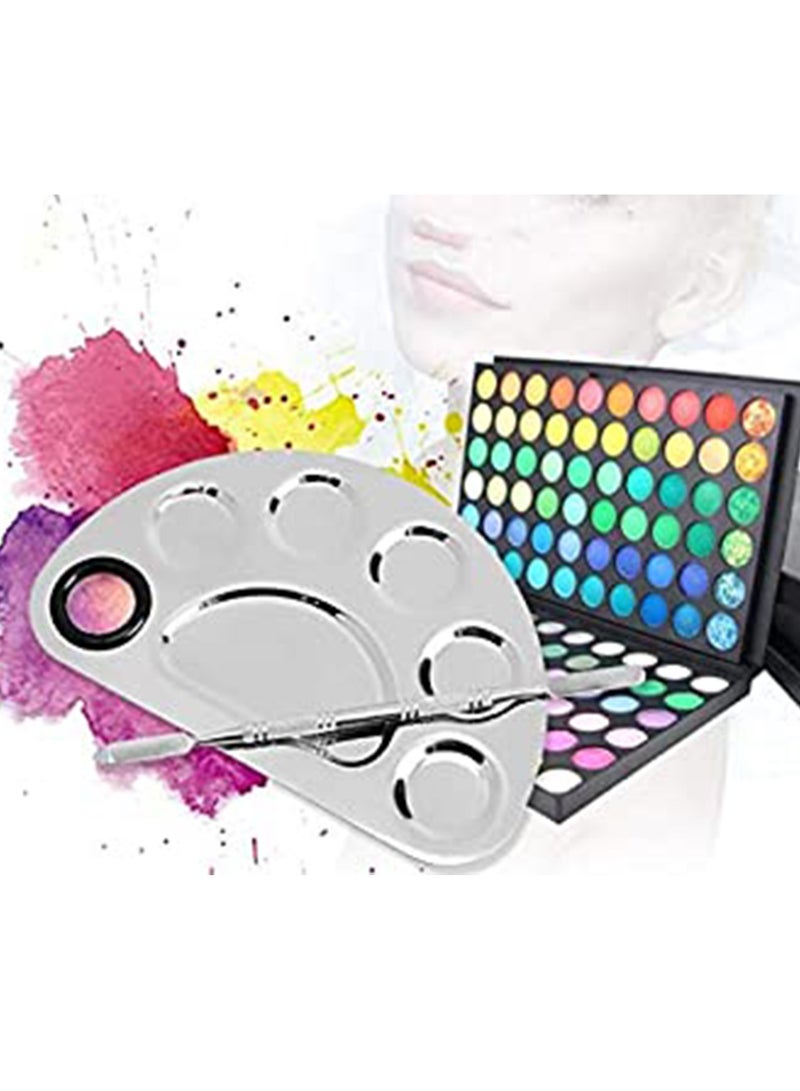 SOLARAE Makeup Mixing Palette with Spatula, Premium Stainless Steel Metal Makeup Palette Spatula Tool, Cosmetic Artist Mixing Palette Suitable for Mixing Foundation/Eye Shadow/Eyelash/Lipsticks - Image 5