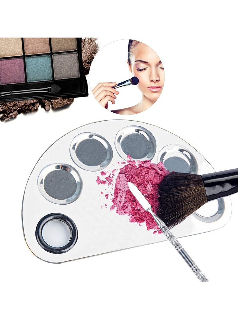 SOLARAE Makeup Mixing Palette with Spatula, Premium Stainless Steel Metal Makeup Palette Spatula Tool, Cosmetic Artist Mixing Palette Suitable for Mixing Foundation/Eye Shadow/Eyelash/Lipsticks - Image 2