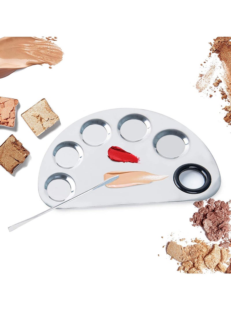 SOLARAE Makeup Mixing Palette with Spatula, Premium Stainless Steel Metal Makeup Palette Spatula Tool, Cosmetic Artist Mixing Palette Suitable for Mixing Foundation/Eye Shadow/Eyelash/Lipsticks - Image 1