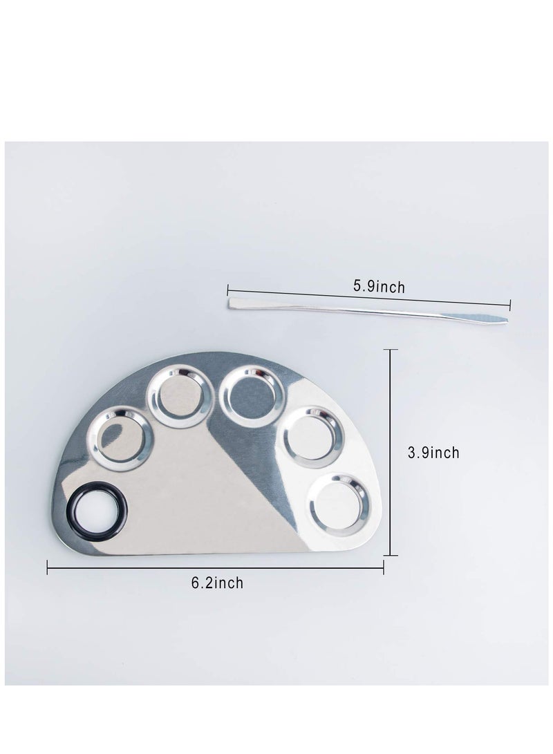 SOLARAE Makeup Mixing Palette with Spatula, Premium Stainless Steel Metal Makeup Palette Spatula Tool, Cosmetic Artist Mixing Palette Suitable for Mixing Foundation/Eye Shadow/Eyelash/Lipsticks - Image 3