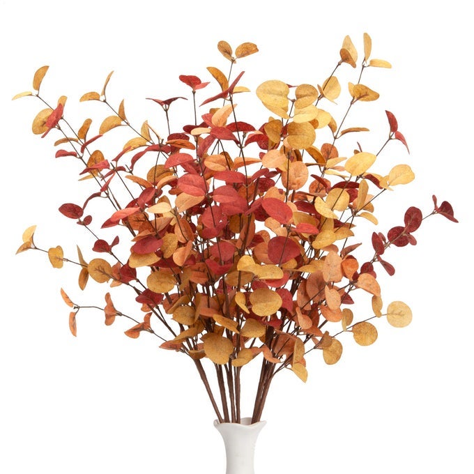 6 PCS ARTIFICIAL EUCALYPTUS STEMS FALL DECORATIONS WITH FALL EUCALYPTUS LEAVES AUTUMN DECORATIONS FOR OFFICE AND HOME ARTIFICIAL PLANTS FOR FLORAL ARRANGEMENT