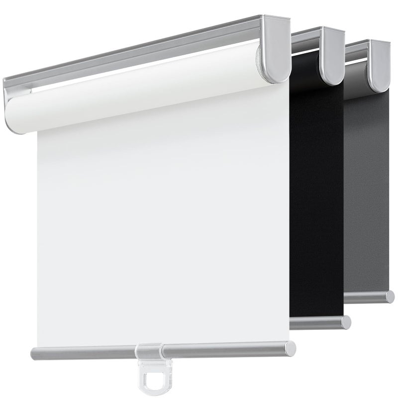 TOVALOR Cordless 100% Blackout Roller Shades for Windows,UV Protection Pull Down Shades,Room Darkening Door Blinds Thermal Insulated Fabric for Home Office and Bedroom(14" W x 72" H,White) - Image 1