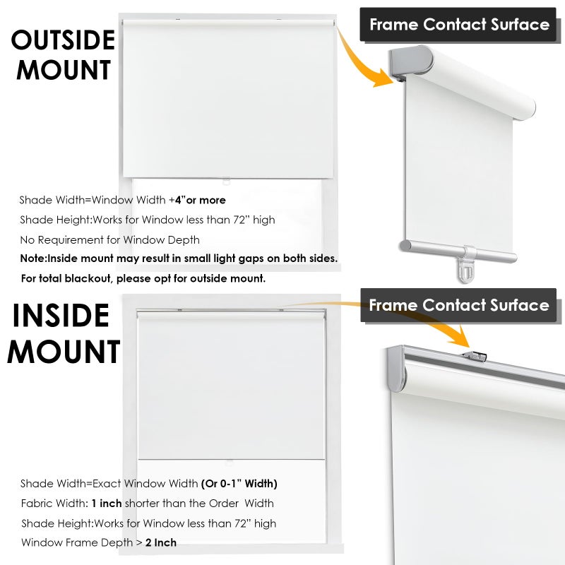 TOVALOR Cordless 100% Blackout Roller Shades for Windows,UV Protection Pull Down Shades,Room Darkening Door Blinds Thermal Insulated Fabric for Home Office and Bedroom(14" W x 72" H,White) - Image 5