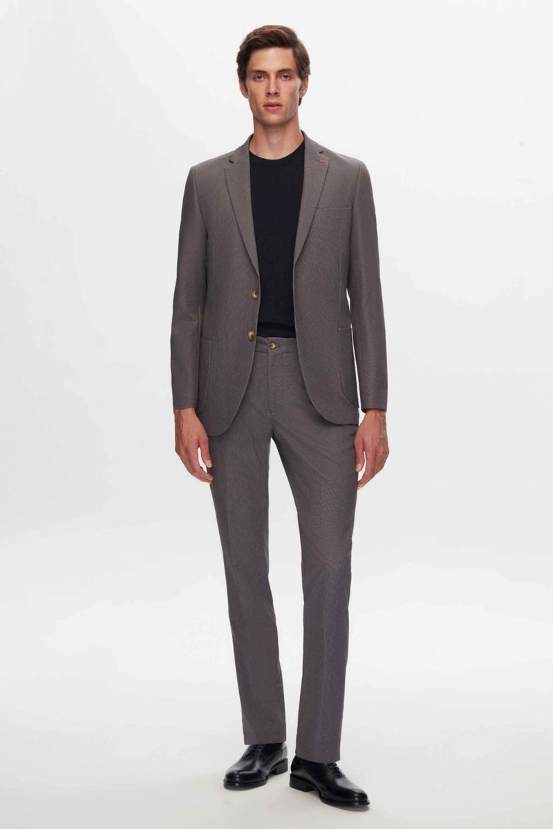 Ds Groom Slim Fit Gray Printed Suit