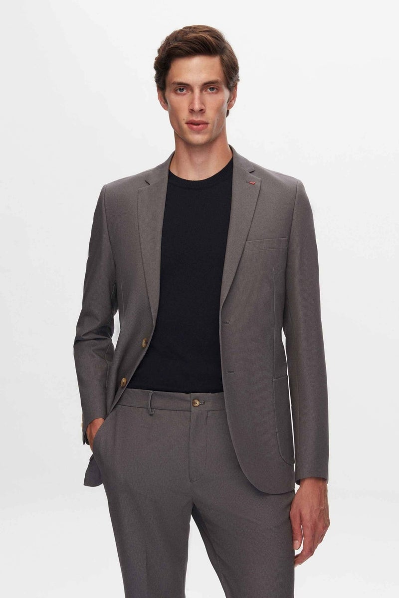 Ds Groom Slim Fit Gray Printed Suit