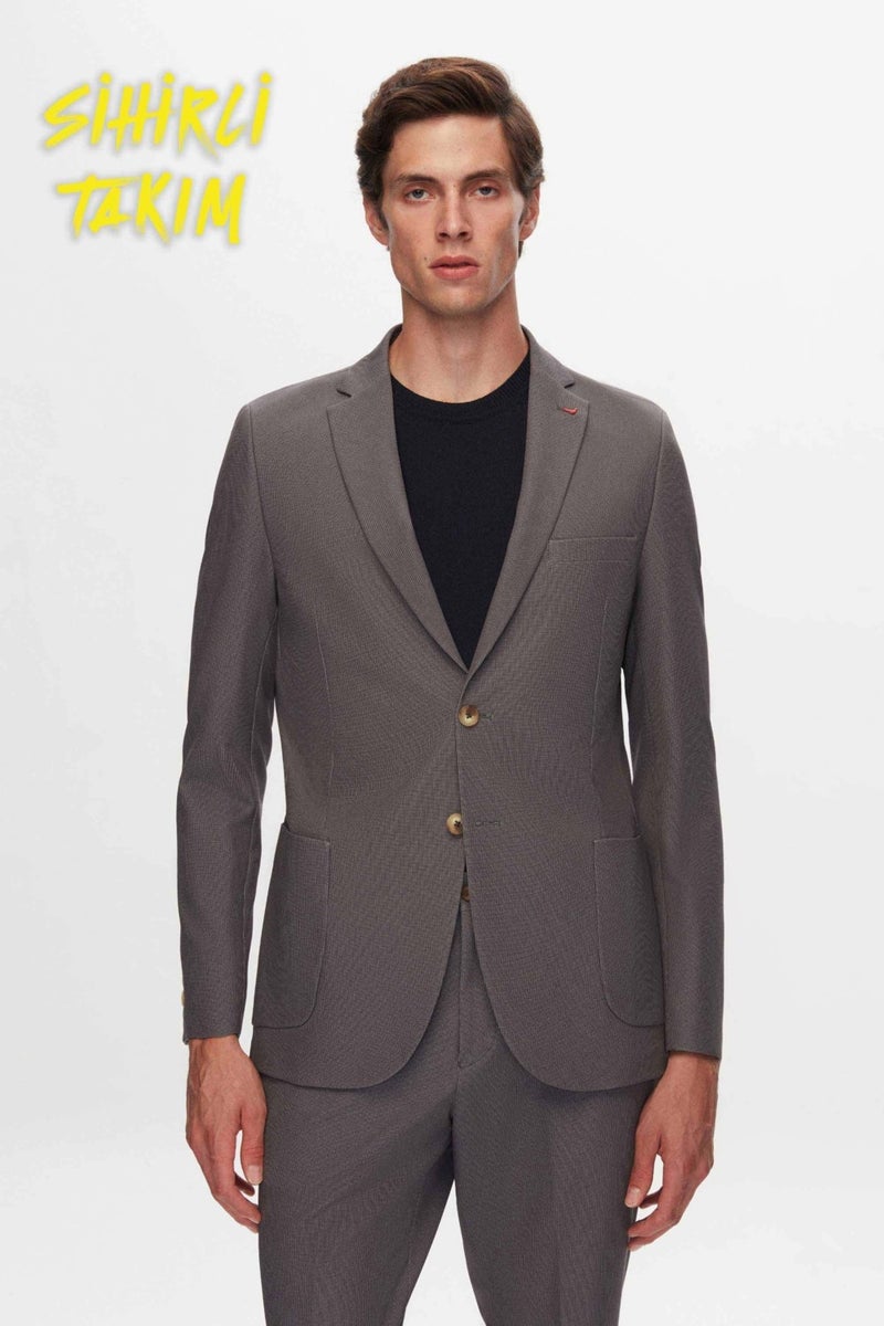 Ds Groom Slim Fit Gray Printed Suit