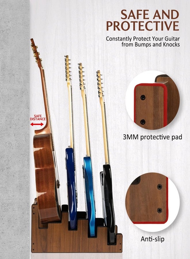 STRICH Wooden Guitar Stand for Multiple Guitars, 4-Holder, Front Display Space-Saving Floor Guitar Rack for Home, Studio, Stage, Walnut Color, L-3E1AW (For 3 Electric+1 Acoustic) - Image 5