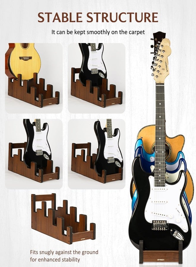 STRICH Wooden Guitar Stand for Multiple Guitars, 4-Holder, Front Display Space-Saving Floor Guitar Rack for Home, Studio, Stage, Walnut Color, L-3E1AW (For 3 Electric+1 Acoustic) - Image 4