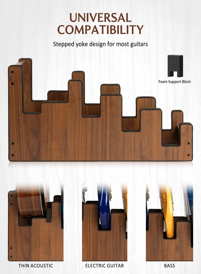 STRICH Wooden Guitar Stand for Multiple Guitars, 4-Holder, Front Display Space-Saving Floor Guitar Rack for Home, Studio, Stage, Walnut Color, L-3E1AW (For 3 Electric+1 Acoustic) - Image 3