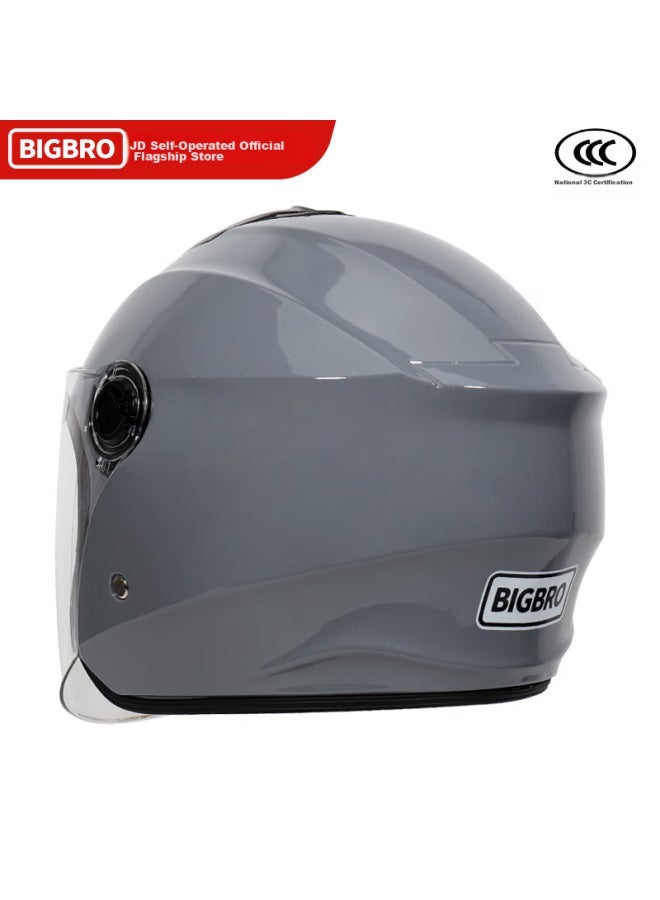 Bigbro 720 Cement Gray 3c Double-lens Motorcycle Helmet Winter Uni Electric Scooter All-season Half Helmet - Image 2
