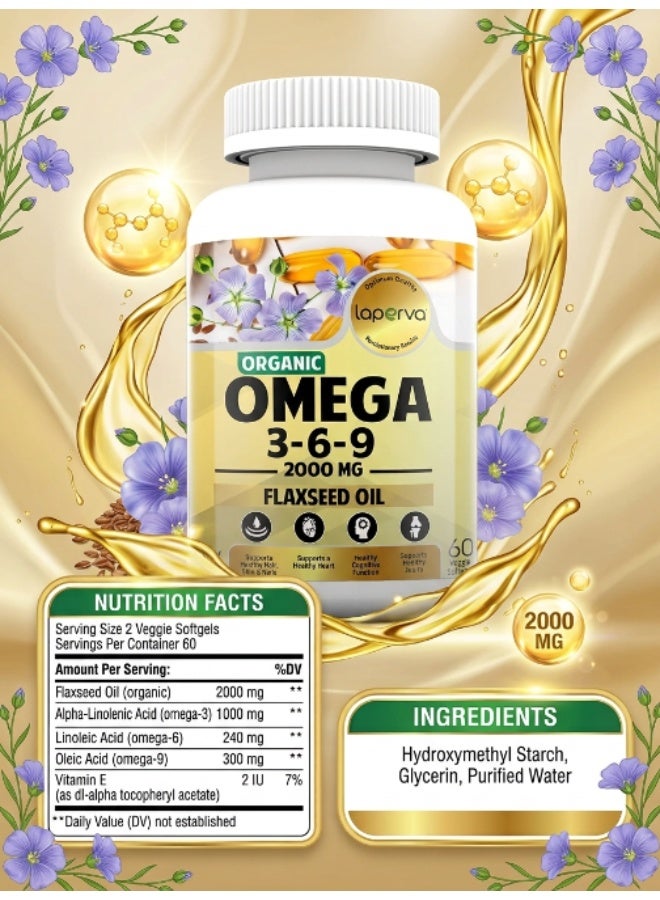 Laperva Organic Omega-3-6-9, 60 Veggie Softgels, 2000 mg - Image 3