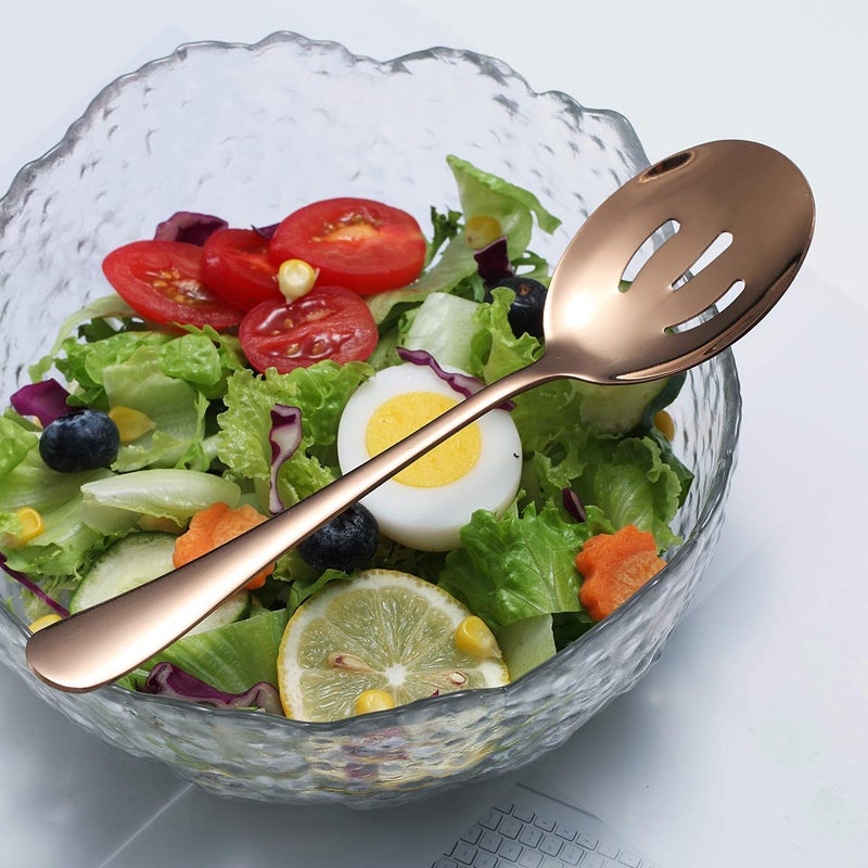 Kyraton Rose Gold Serving Spoons 4 Pieces, Kyraton Titanium Plating Serving Spoon, Include 2 Serving Spoon And 2 Slotted Spoons, Stainless Steel Serving Utensils, Serving Set Packing of 4 - Image 4