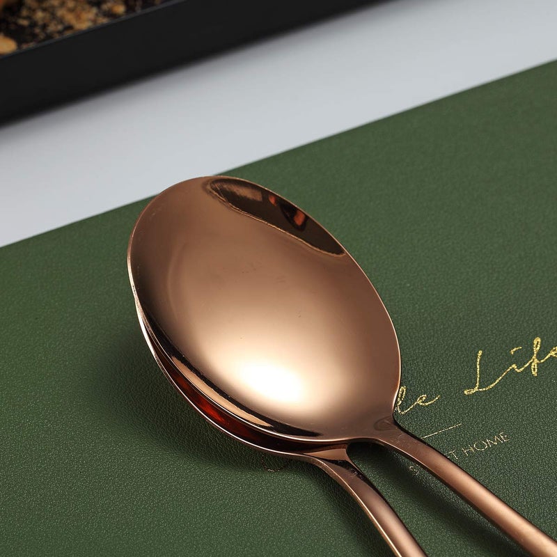 Kyraton Rose Gold Serving Spoons 4 Pieces, Kyraton Titanium Plating Serving Spoon, Include 2 Serving Spoon And 2 Slotted Spoons, Stainless Steel Serving Utensils, Serving Set Packing of 4 - Image 5