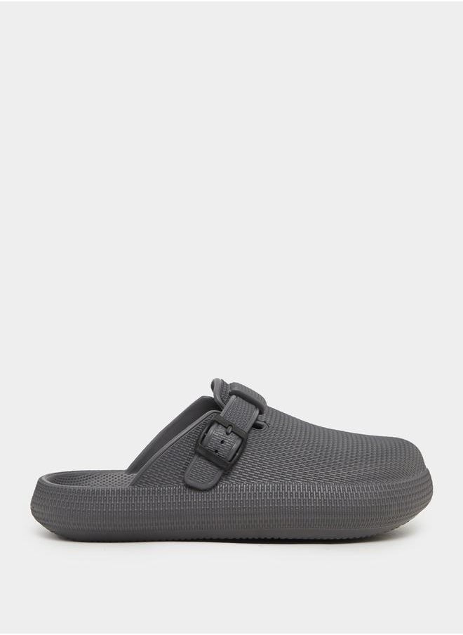 Styli - Textured Buckle Embellished Slip On Sandals - Image 1