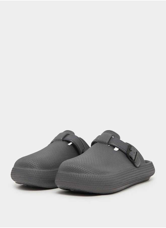 Styli - Textured Buckle Embellished Slip On Sandals - Image 1