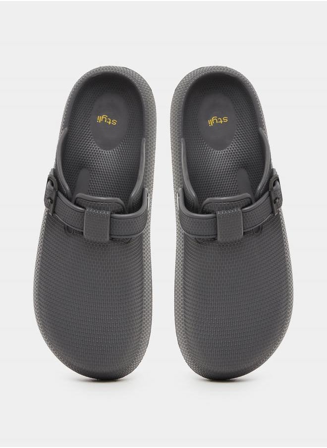 Styli - Textured Buckle Embellished Slip On Sandals - Image 1