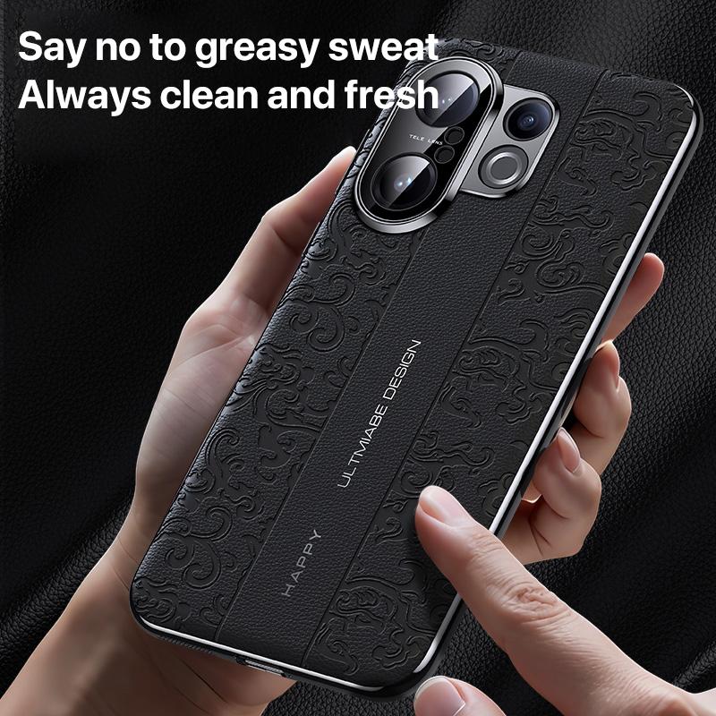 HuHa Case Cover For vivo S30 Pro mini Cloud Dragon Pattern Plain Leather PC Phone Case(Gold) - Image 4