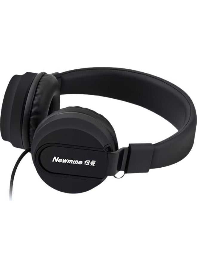 Newmine Newman T12 Headphone With In-Line Control For Mobile Phones And Computers, Wired Earphones With 2-Meter Extension Cord, Stereo Heavy Bass, Compatible With Apple, Android, Computers, Etc. Small Ear Cups, Black - Image 2