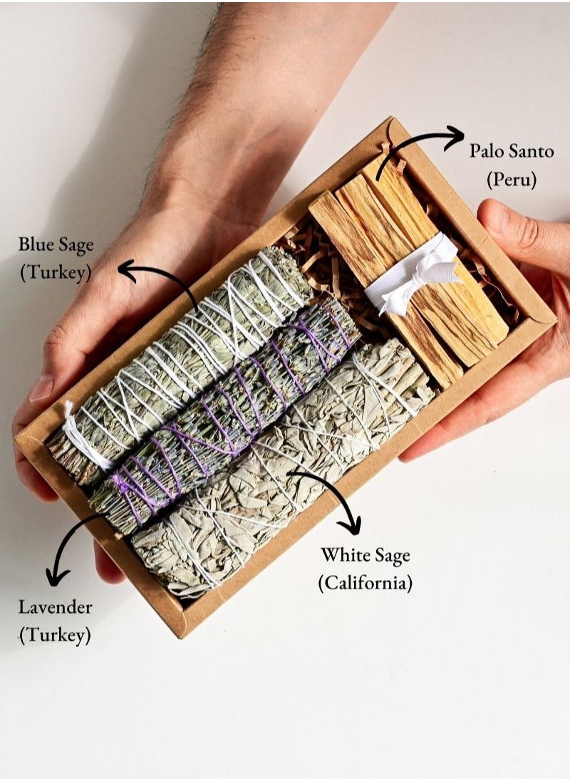 Smudging Ritual Kit: White Sage, Blue Sage, Lavender, Palo Santo - Cleansing and Spiritual Wellness - pzsku/ZD0C3F1B2E34BFF5C317DZ/45/_/1688720513/6e369b55-c510-45c4-8dfe-a44bd199ea60