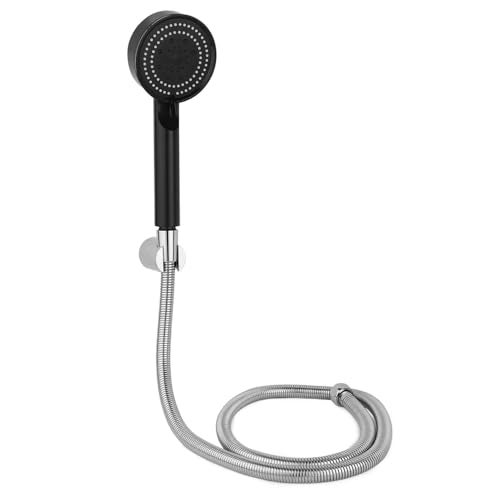 BATH GURU BGBHS001 ABS 9 Inch High Pressure Multi Function 5 Mode Spray Handheld Shower for Bathroom Black Round (With 1 Mtr Chrome Plated Shower Tube Hose Pipe) - Image 1
