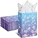 ReliThick 30 Pcs Snowflake Paper Bags Iced Candy Treat Goodie Gift Bags with Handle Blue and Purple Party Favors for Princess Holiday Birthday Wonderland Party Supplies 591 x 827 x 315 inches - Image 1
