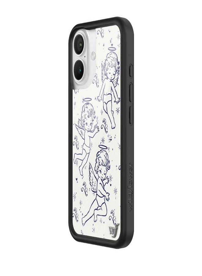 Wildflower Cases - Cherubs, Compatible with Apple iPhone 16 | Baby Angel Blue White Coquette Y2K Popular Aesthetic Cute Trendy - Protective Black Bumper, 4ft Drop Certified, Women Owned Small Business - Image 2