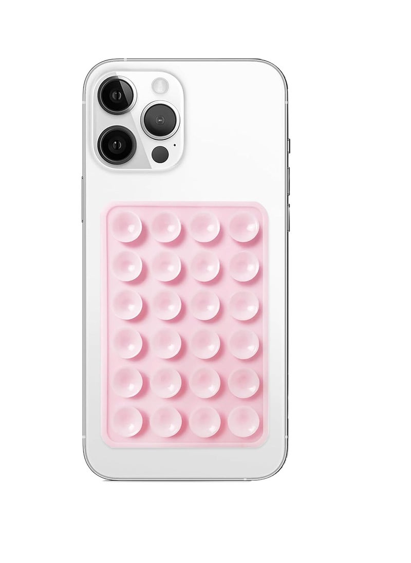 Silicone Phone Holder with Strong Double-Sided Adhesive Base, Attaches to Phone Case, Hands-Free for Selfies and Videos, Non-Slip - Pink