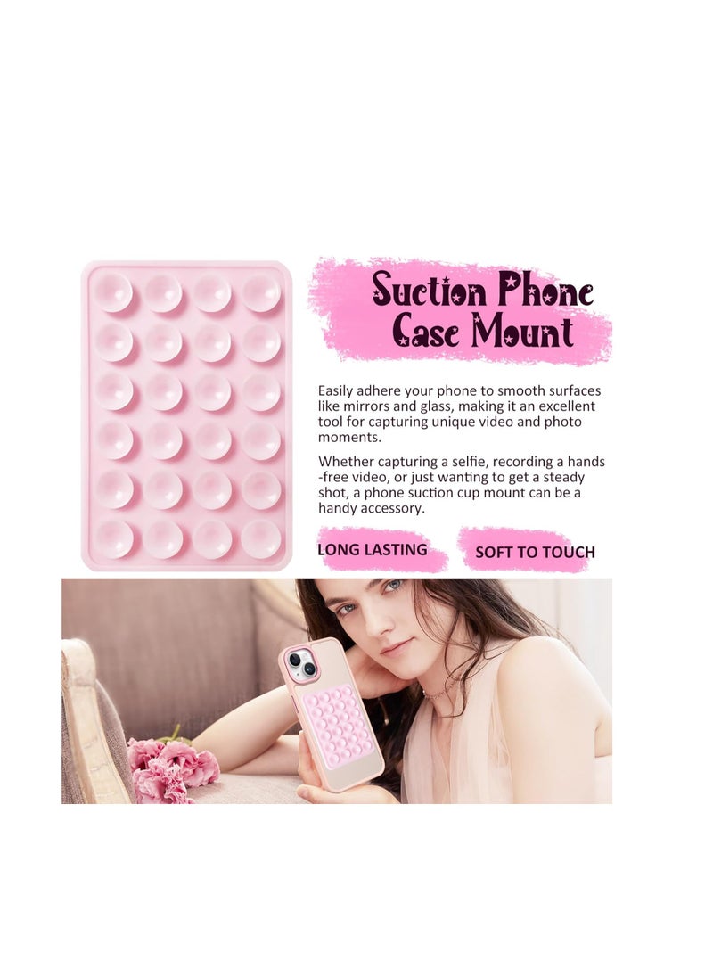 Silicone Phone Holder with Strong Double-Sided Adhesive Base, Attaches to Phone Case, Hands-Free for Selfies and Videos, Non-Slip - Pink