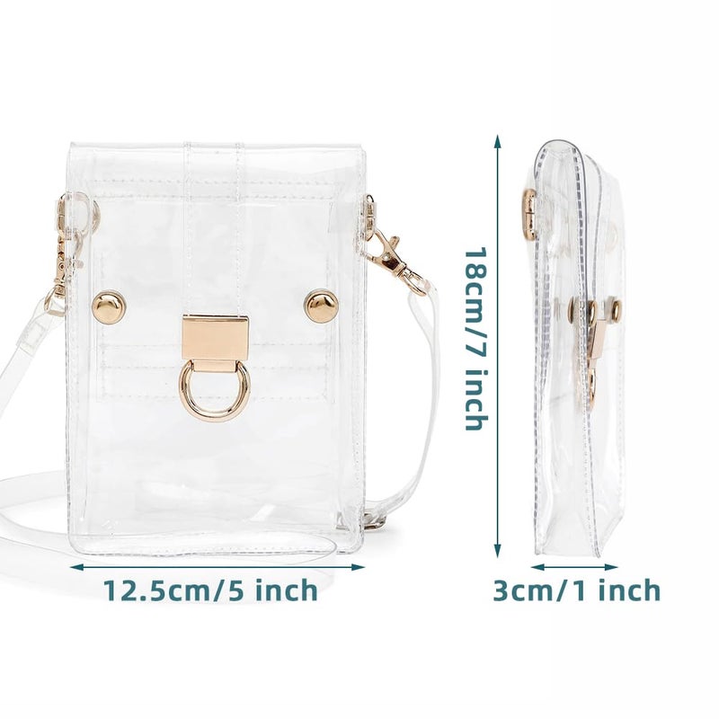 JOBEDE Clear Crossbody Purse Bag, Women's Transparent PVC Shoulder Purse with Cell Phone Holder, Stadium Approved, Waterproof, Modern Style - Image 2